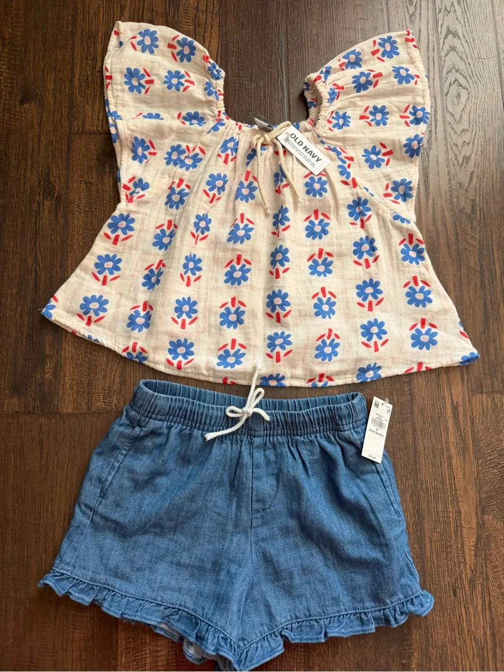 Old Navy Girls Floral Top and Denim Shorts Set 4T
